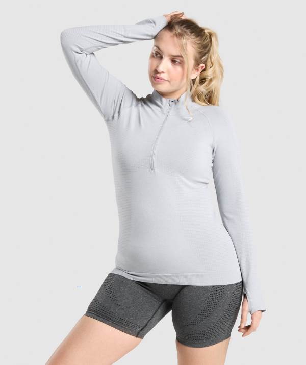 Damske Pulovre Gymshark Vital Seamless 2.0 1/2 Zip Svetlo Siva | HQ5920768